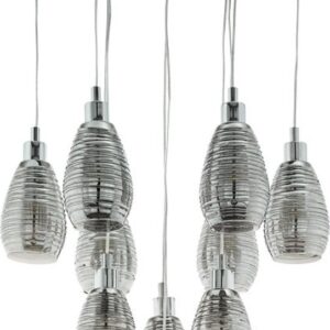 Design videlamp Siracusa 10-lichts nikkel met rookglas (9002759395063)