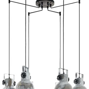 EGLO Barnstaple - hanglamp - 6-lichts - E27 - hout/oud-zink-look/zwart (9002759497323)
