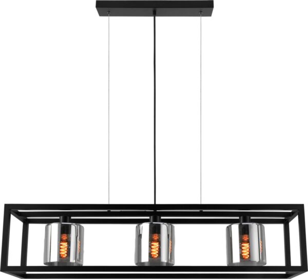 EGLO Brisling Hanglamp - E27 - 110 cm - rookglas - zwart (9002759339852)