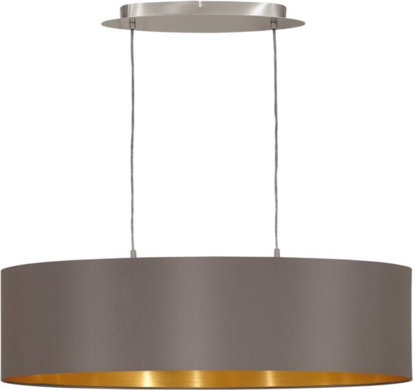 EGLO Maserlo - Hanglamp - 2 Lichts - Lengte 78cm - Stof - Grijs, Cappuccino, Goud (9002759316143)