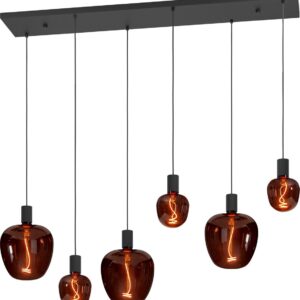 EGLO Nogalte hanglamp - 6-lichts - E27 - 130 cm - Rechthoek - Zwart (9002759312374)