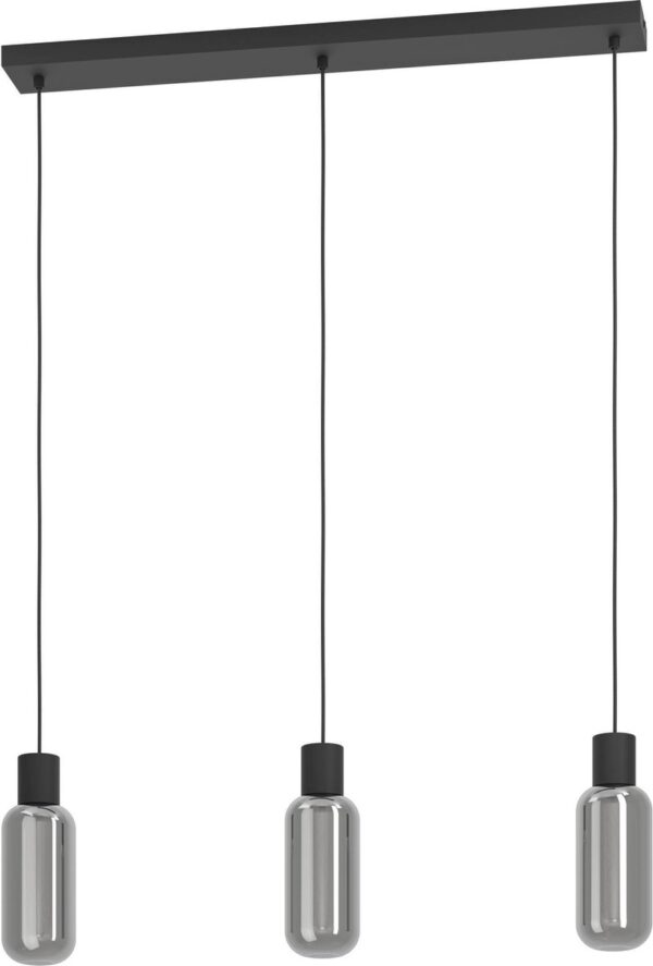 EGLO Majone hanglamp - E27 - Smoke glas - 77cm - Zwart (9008606295296)