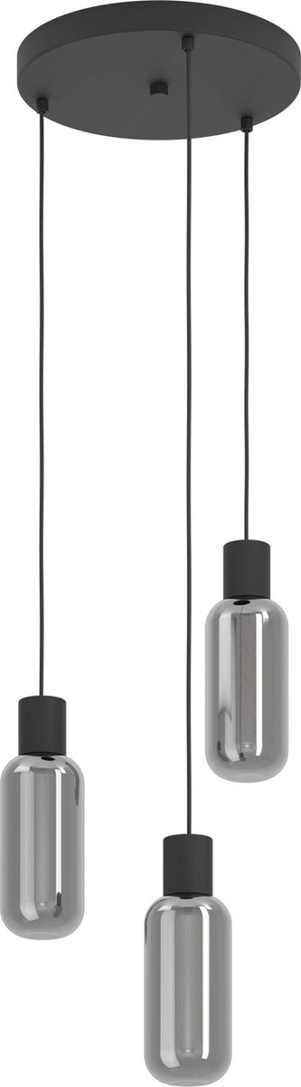 EGLO Majone hanglamp - E27 - Smoke glas - Ø30 cm - Zwart (9008606295289)
