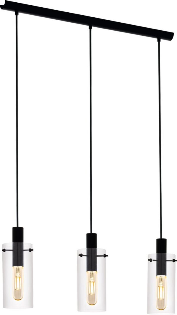 EGLO Montefino - hanglamp - 3-lichts - E27 - zwart/glas (9002759973674)
