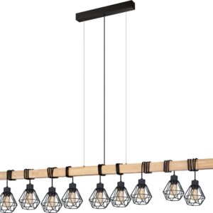 EGLO Townshend 5 Hanglamp - E27 - 150 cm - Zwart/Bruin - FSC Hout (9002759440770)