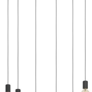 EGLO Consett Hanglamp - E27 - 78 cm - Staal|Hout - Zwart|Bruin (9002759437251)
