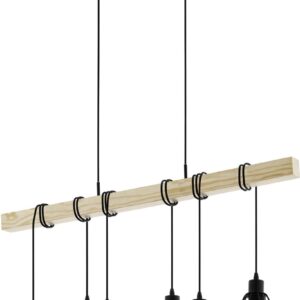 EGLO Townshend 5 Hanglamp - E27 - 100 cm - Zwart/Bruin - FSC Hout (9002759431334)
