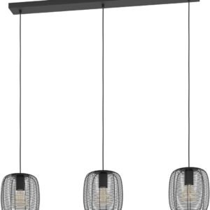EGLO Derwen Hanglamp - E27 - 3 lichts - 106 cm - Zwart - Staal (9002759314019)