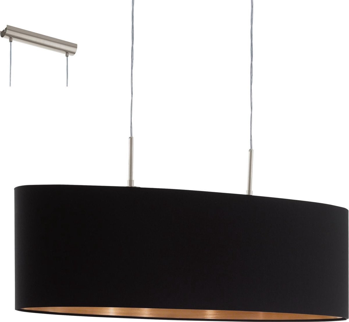EGLO Pasteri - Hanglamp - 2 Lichts - L 750 mm. - Nikkel-Mat - Zwart - Koper (9002759949150)