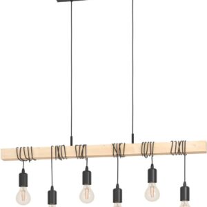 EGLO Townshend Hanglamp - E27 - 100 cm - Zwart/Bruin - FSC Hout (9002759954994)