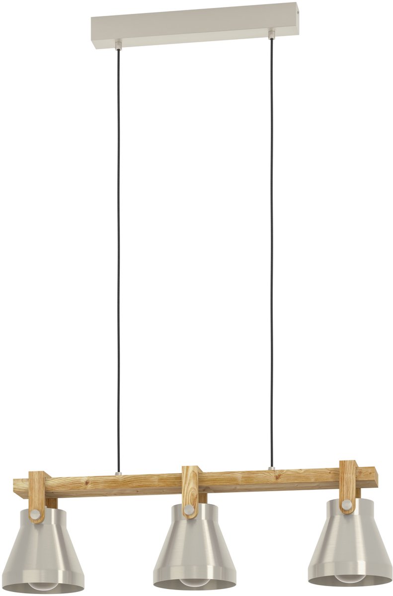 EGLO Cawton Hanglamp - E27 - 76 cm - Grijs|Bruin - Staal|Hout (9002759439521)