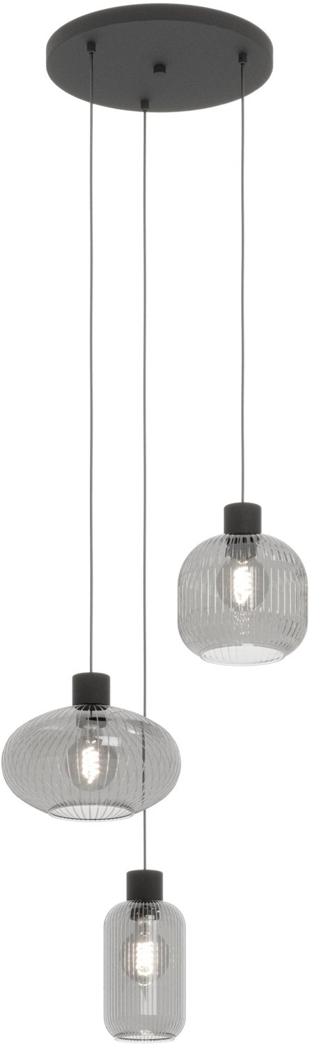 EGLO Dasmina Hanglamp - E27 - Ø 49,6 cm - Zwart/Rookglas (9008606406364)