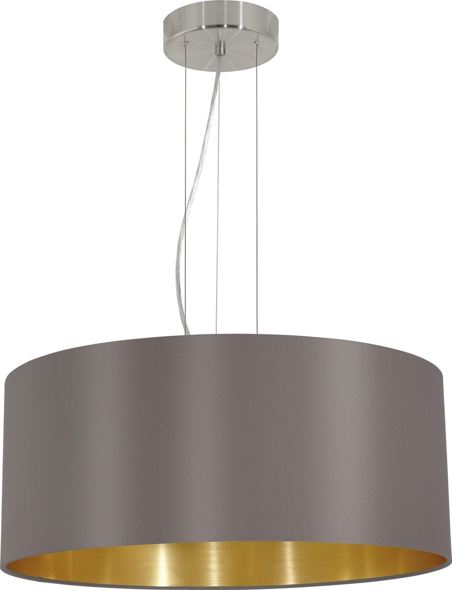 EGLO Maserlo - Hanglamp - 3 Lichts E27 - Ø53 cm - Stof - Cappuccino, Goud (9002759316082)
